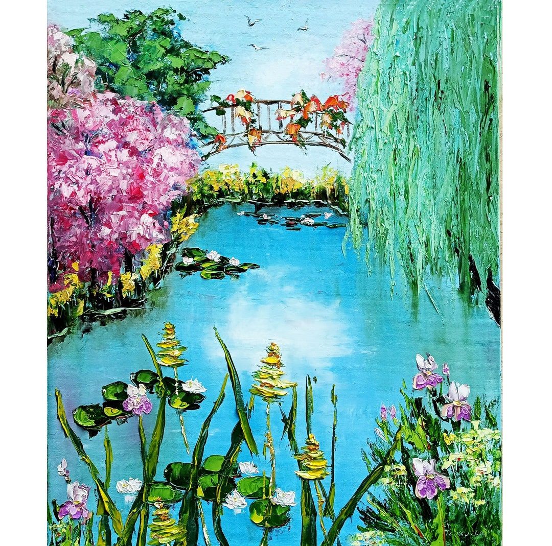 Original Water Lily Oil Painting: Impasto Lotus Pond Art (24x20) - Etsy