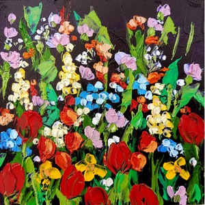 Colorado Meadow Flowers Painting: Original Impasto Floral Oil Art