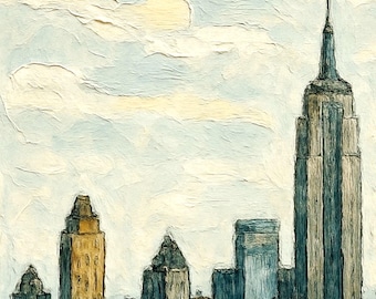 Impasto New York Cityscape Oil Painting: Handmade NYC Art