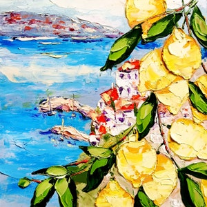 Amalfi Lemon Painting: Italy Coastal Art, Impasto Oil Painting (10x10)