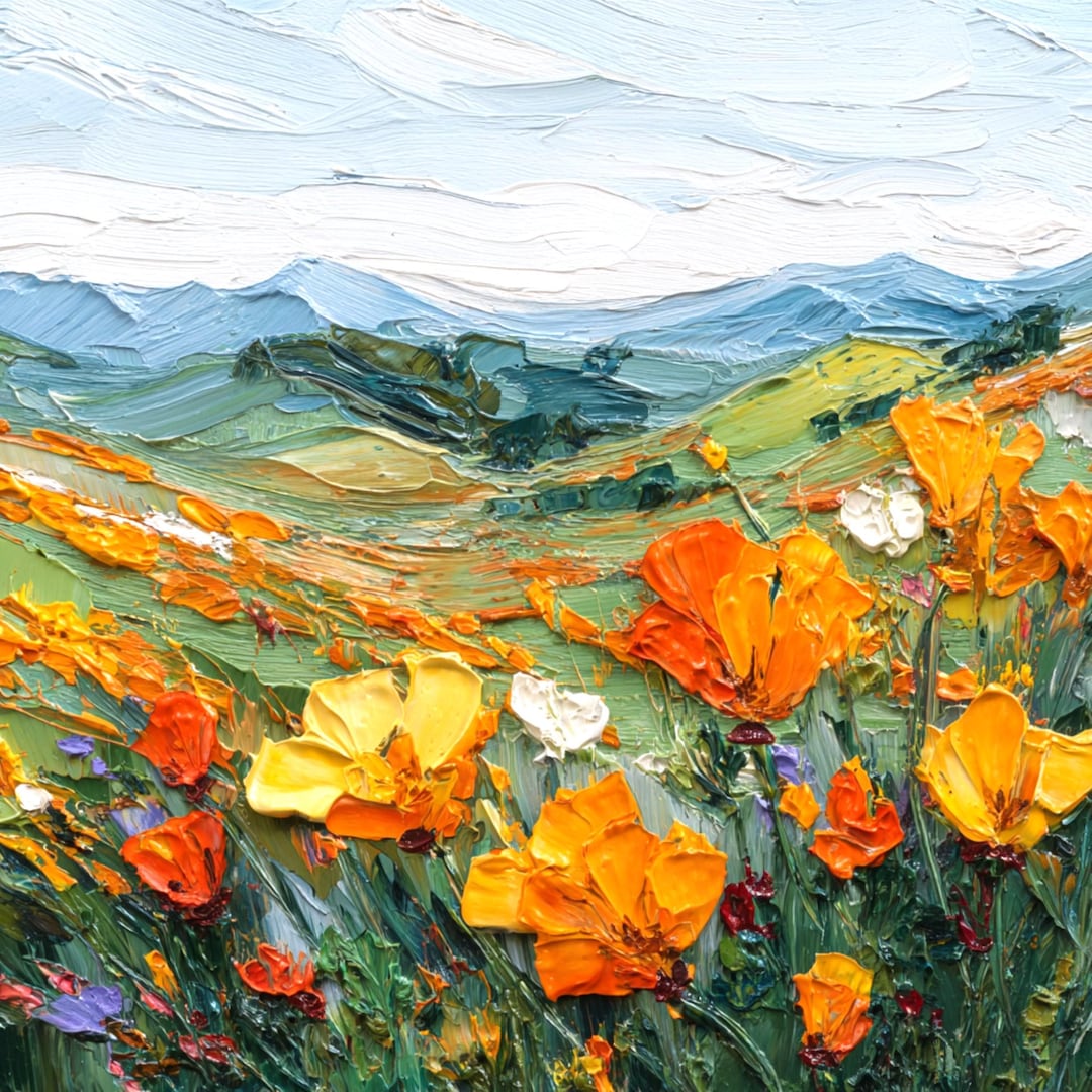 California Poppy Painting Original Art Oil Painting Impasto Small ...