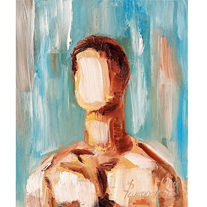 Male Body Original Painting Gay Textured Oil Art Gifts for Him by ArtProkopaloSv