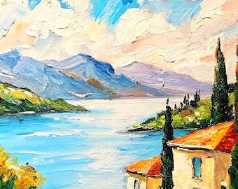 Positano Italy Oil Painting: Amalfi Coast Impasto Art (8x8)