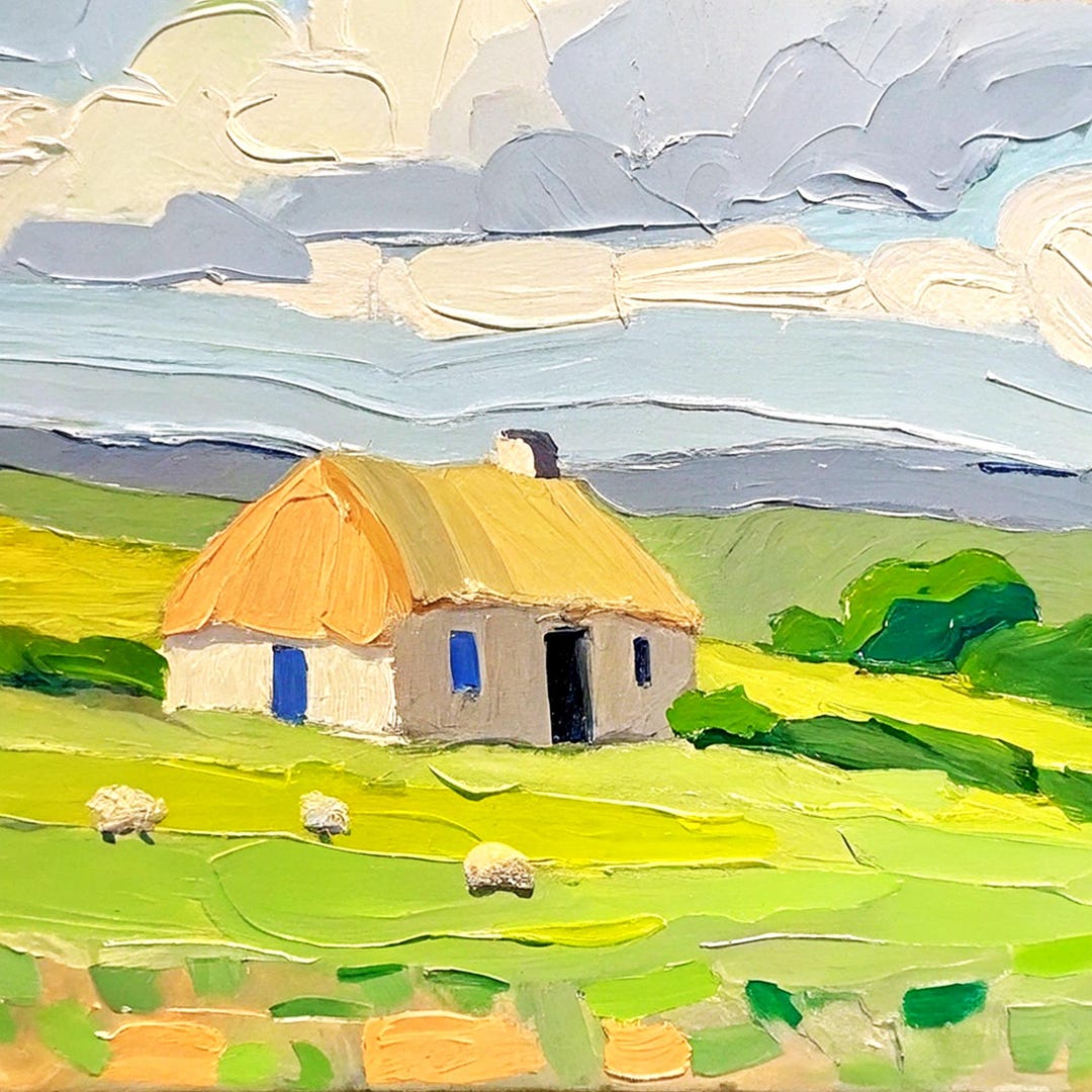 Irish Cottage Painting: Original Ireland Landscape Impasto Oil Artwork ...