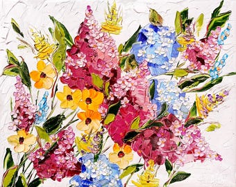 Original Iris Oil Painting: Floral Impressionist Artwork, 16x20