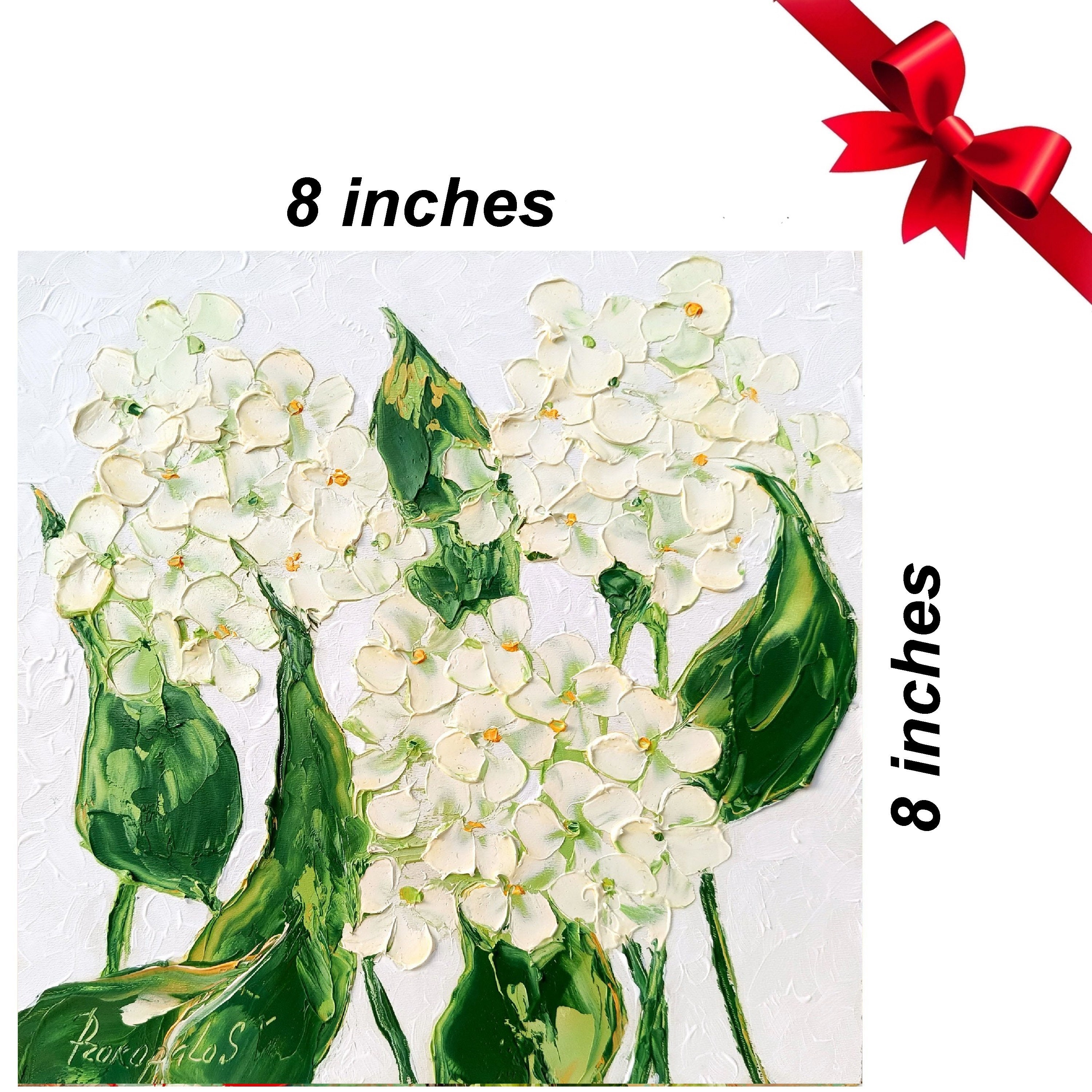 Hydrangea Painting Flowers Original Art 8x8 Impasto Oil