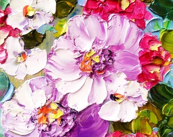 Original Impasto Peony Oil Painting: Floral Wall Art (10x10 in)