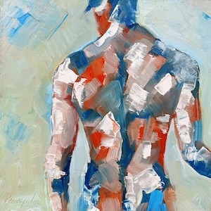 Gay Body Painting Male Original Art Men Abstract Wall Art 8x8 Gay Wall Decor Gifts for Him Personalized Gifts by ArtProkopaloSv