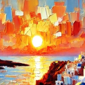 Santorini Painting Oil painting Greece Wall Art Seascape Painting Original Art Painting 8x10 Gifts by ArtProkopaloSv Not print