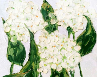 Hydrangea Painting Flowers Original Art 8x8 Impasto Oil Painting Floral Small Artwork