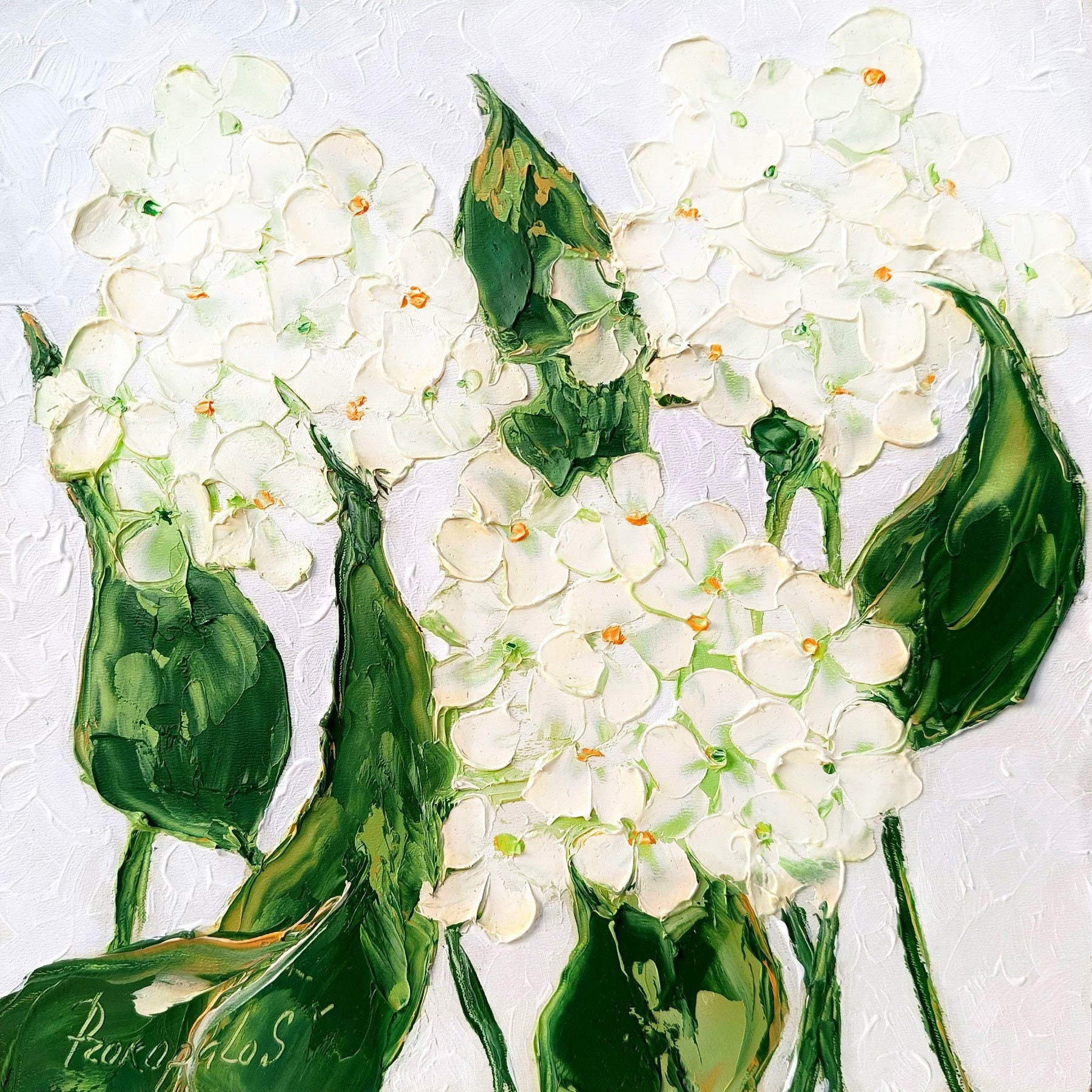 Hydrangea Painting Flowers Original Art 8x8 Impasto Oil