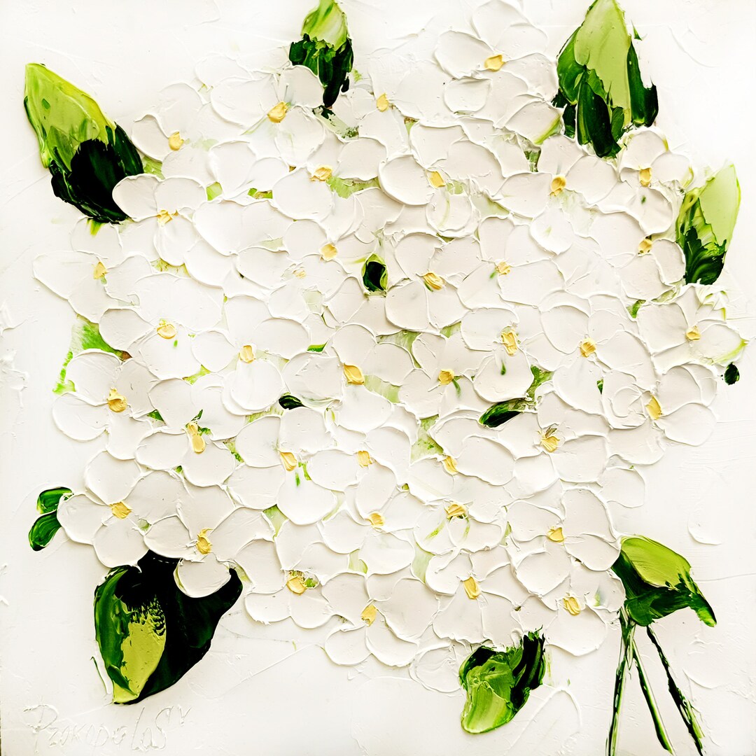 Hydrangea Painting Floral Original Art Flowers Impasto Artwork Meadow ...