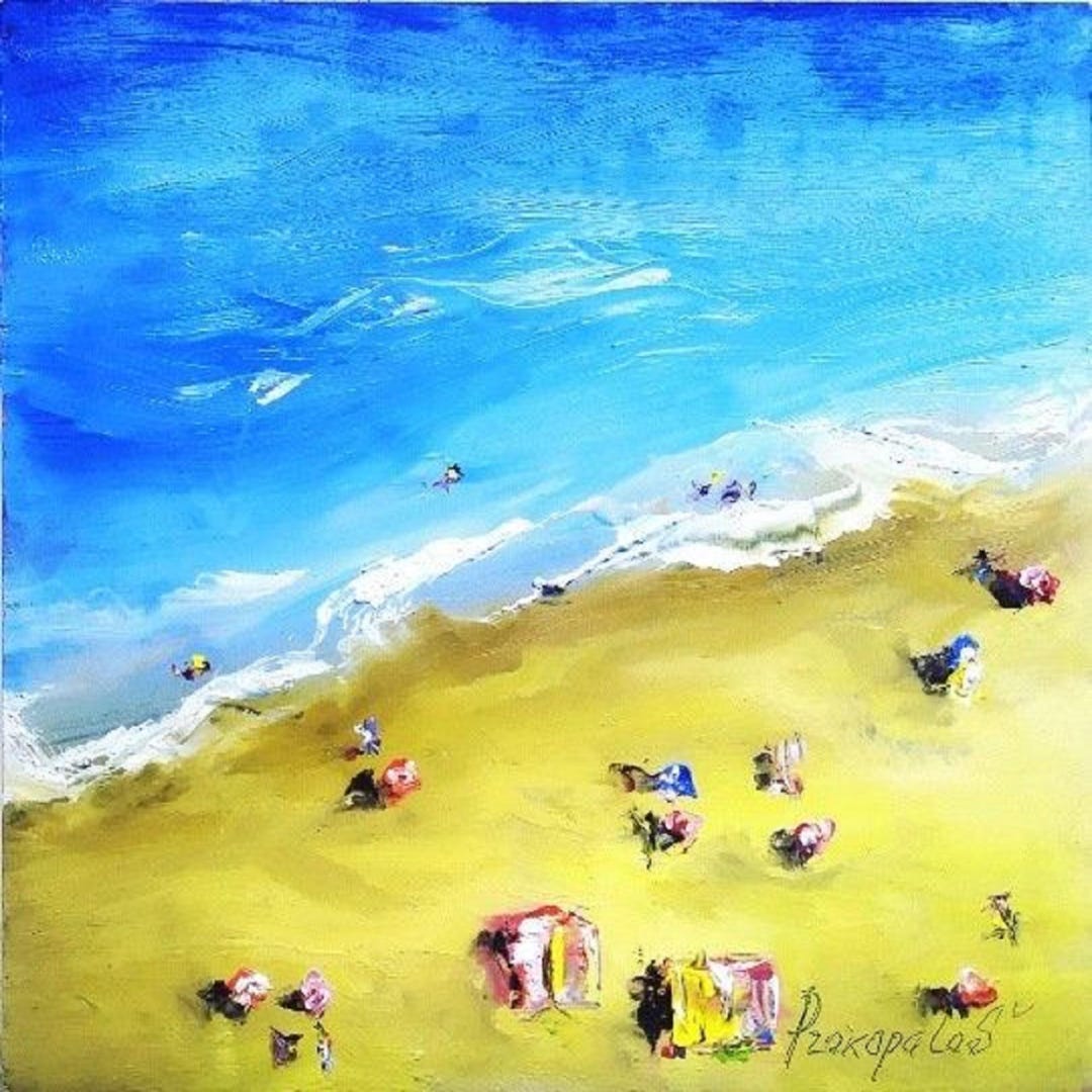 Beach Painting Seascape Original Art 8 by 8 Inches Coast Oil Impasto ...