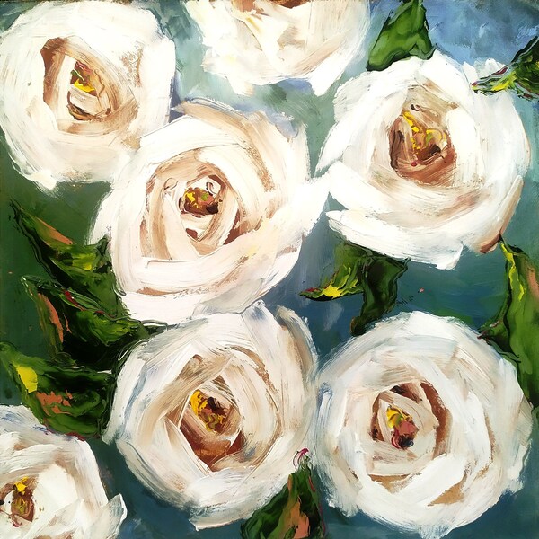 White Rose Painting Etsy
