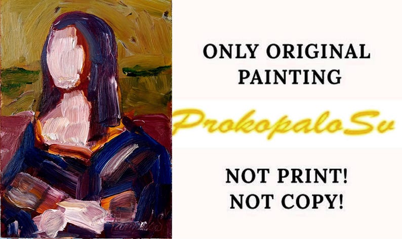 May include: An original oil painting depicting a figure with a partially obscured face, rendered in thick brushstrokes. The artwork features a palette of blues, purples, pinks, and yellows. Text on the right side reads "ONLY ORIGINAL PAINTING" and "NOT PRINT! NOT COPY!"