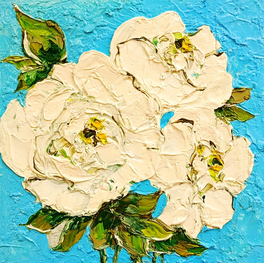 Peony Painting Floral Original Art Impasto Oil Painting Flower Wall Art ...