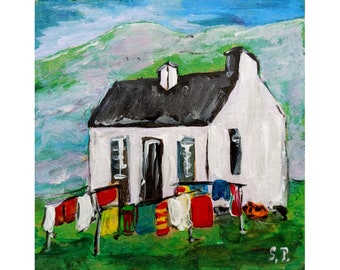 Scotland Art Original Small Oil Painting House Portrait Scottish Highland Painting 2023 Landscape Painting Scotland Gifts Cheap Original Art