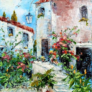 Amalfi coast painting Italy original art Italian seascape wave oil painting on canvas mediterranean wall art 20x16 by ArtProkopaloSv