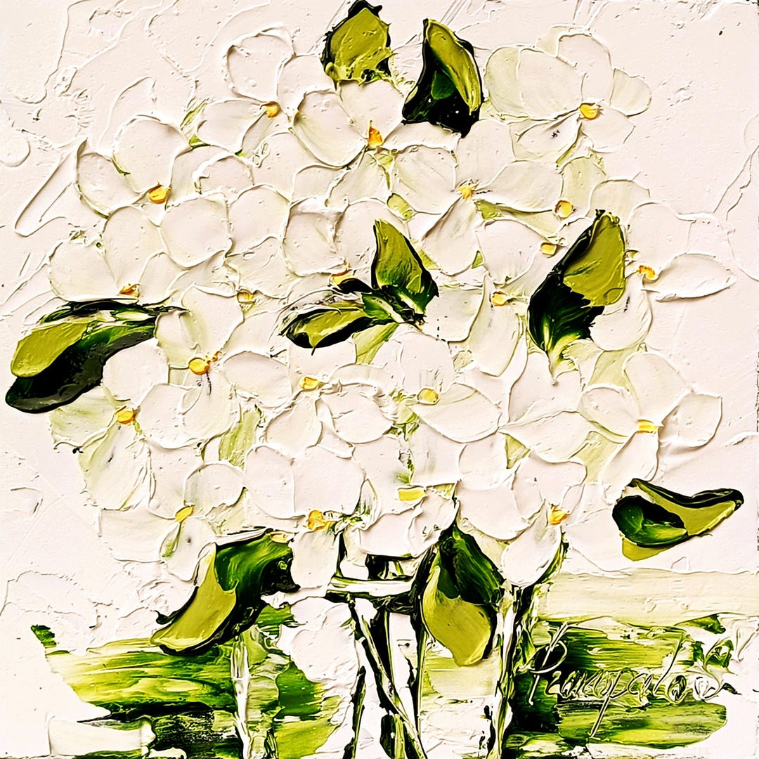 Hydrangea Painting Floral Original Art Flowers Impasto Artwork Meadow ...