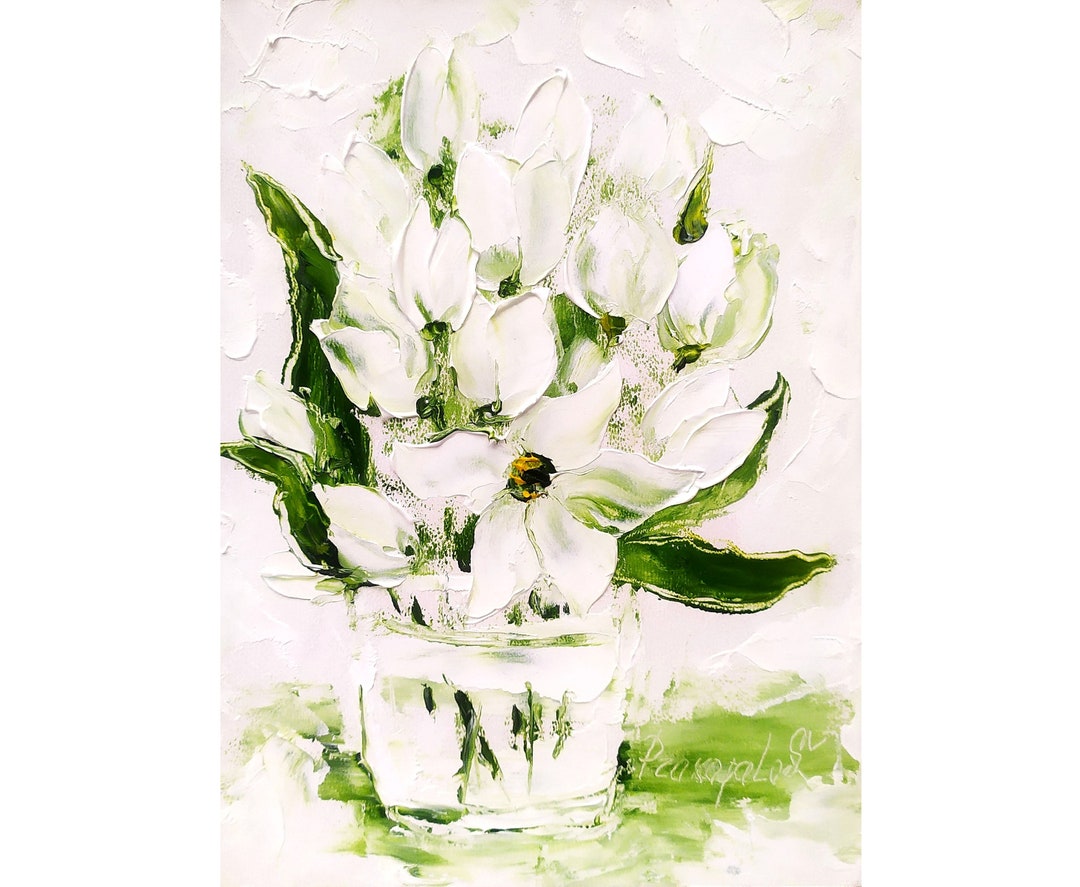 Tulip Painting Floral Original Art 7х5 Flower Oil Painting Impasto ...