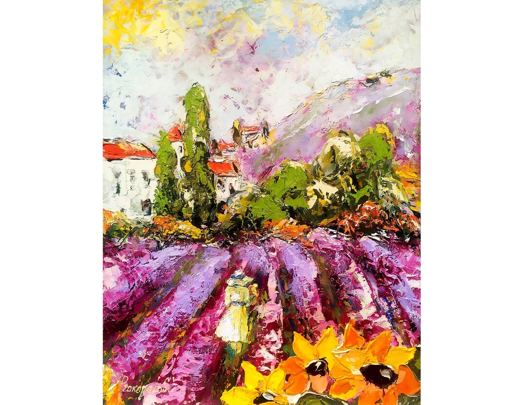 Tuscany Painting Lavender Original Art Impasto Oil Painting - Etsy