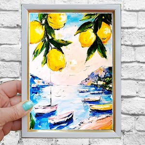 Lemon Tree Painting Courtyard Original Art Impasto Oil Painting Italian Landscape mall Art Unique Original Oil Painting Modern Art 7x5