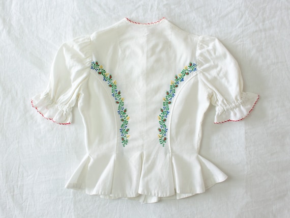 Vintage 1970s 70s does 30s White Embroidored Folk… - image 2