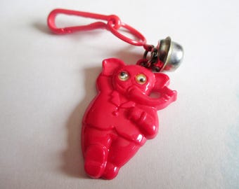 1980s Bell Charm Elephant with Googly Eyes, True Vintage 80s Clip Charm