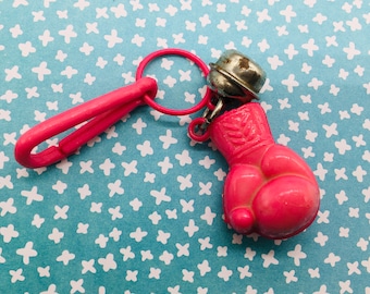 1980s Bell Charm Boxing Glove, Collectible 80s Toy Necklace Charm