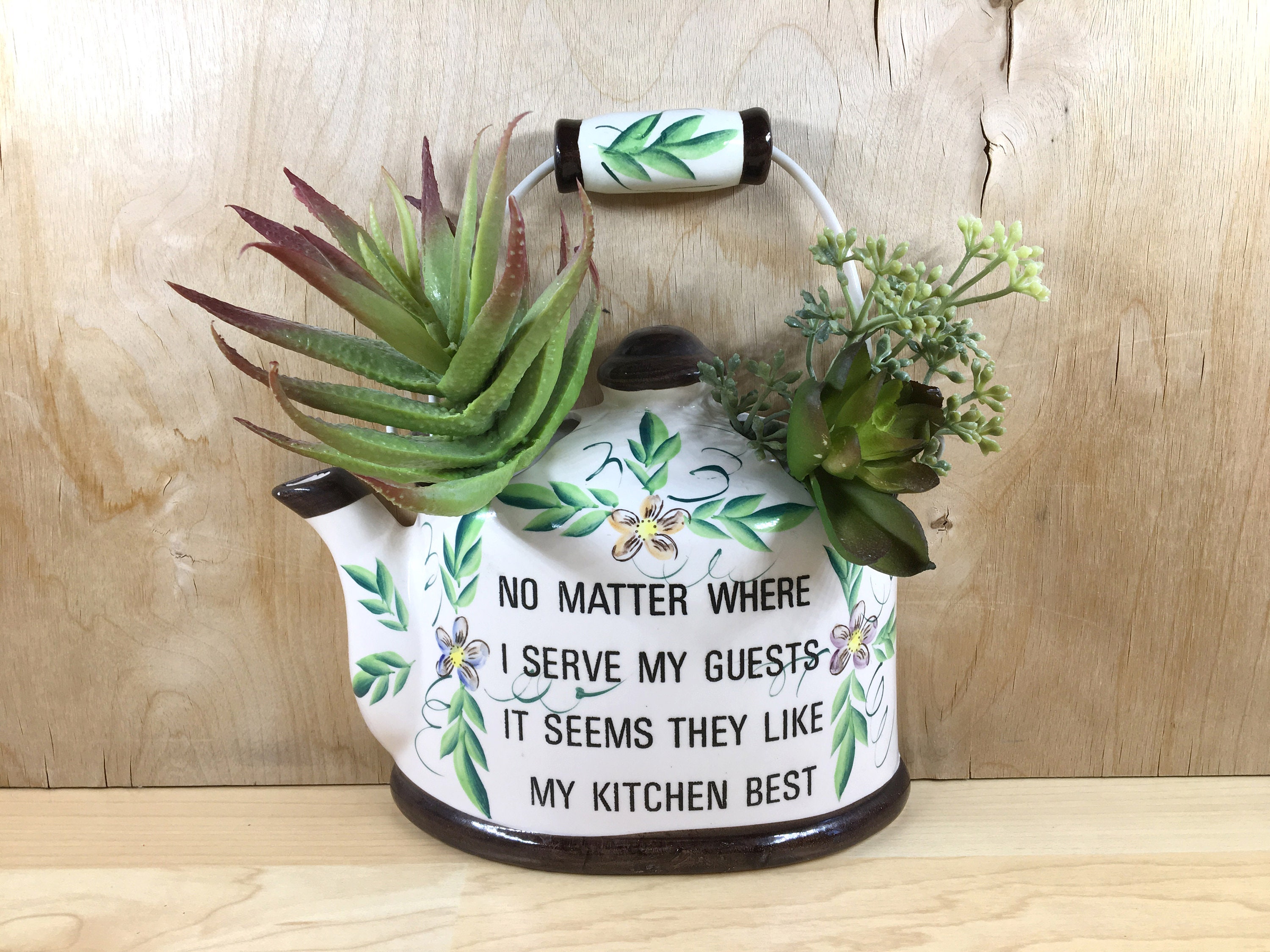 Vintage Wall Pocket Teapot, Kitschy Kitchen Ceramic ...