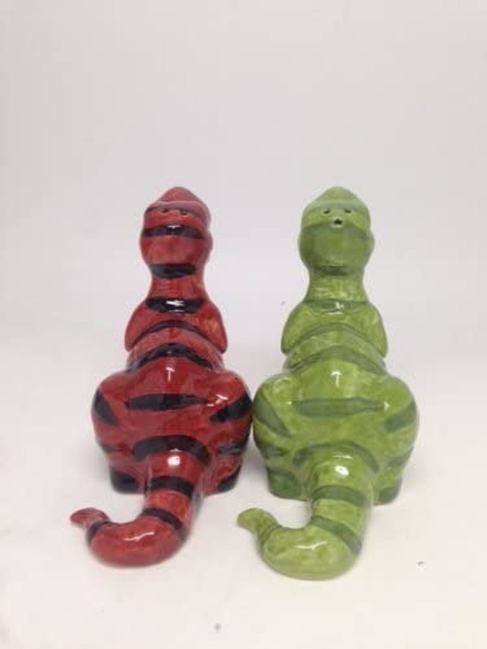 Dinosaur Salt & Pepper Shaker Set Green and Brown TRex Etsy