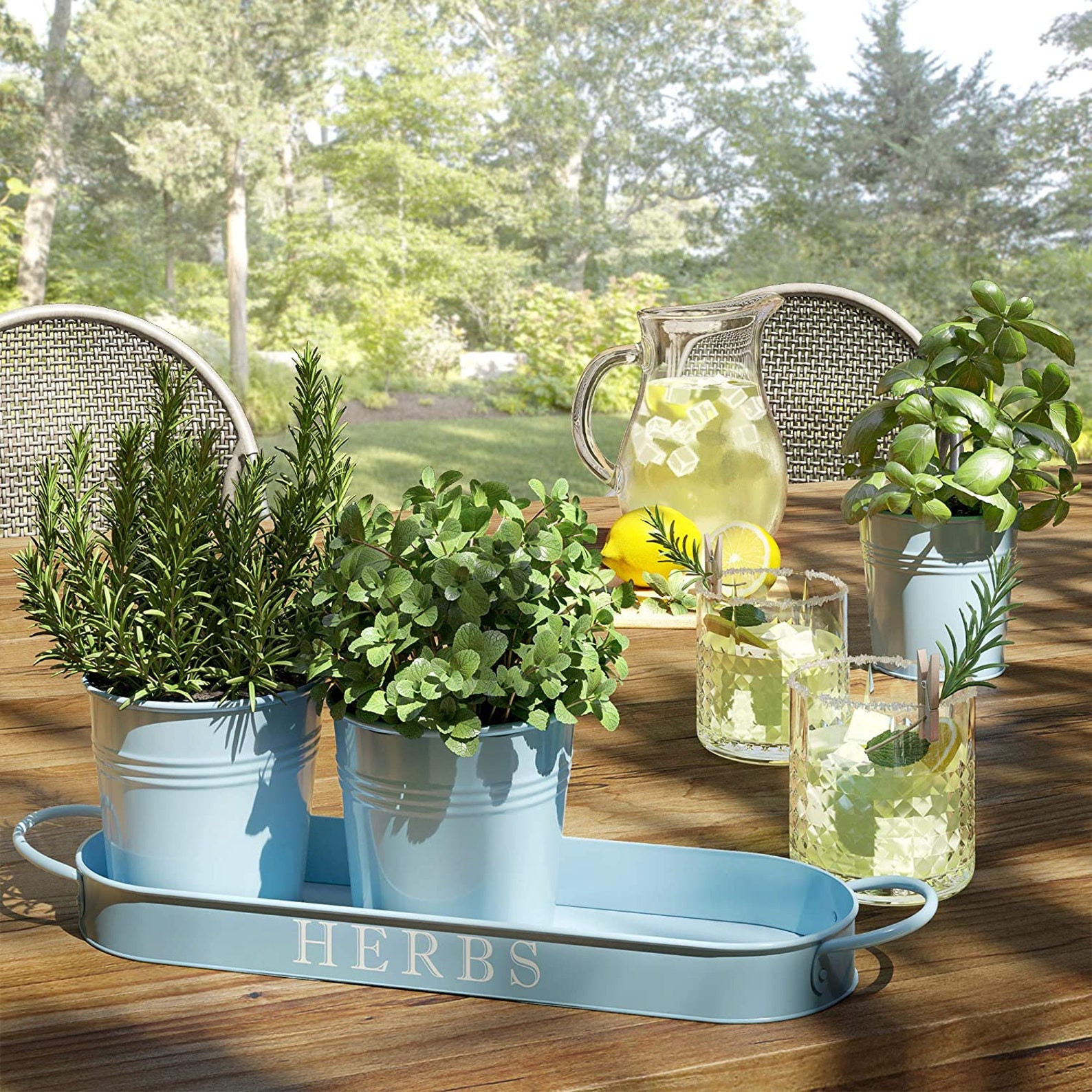 Set de macetas de hierbas con bandeja para jardín interior o | Etsy
