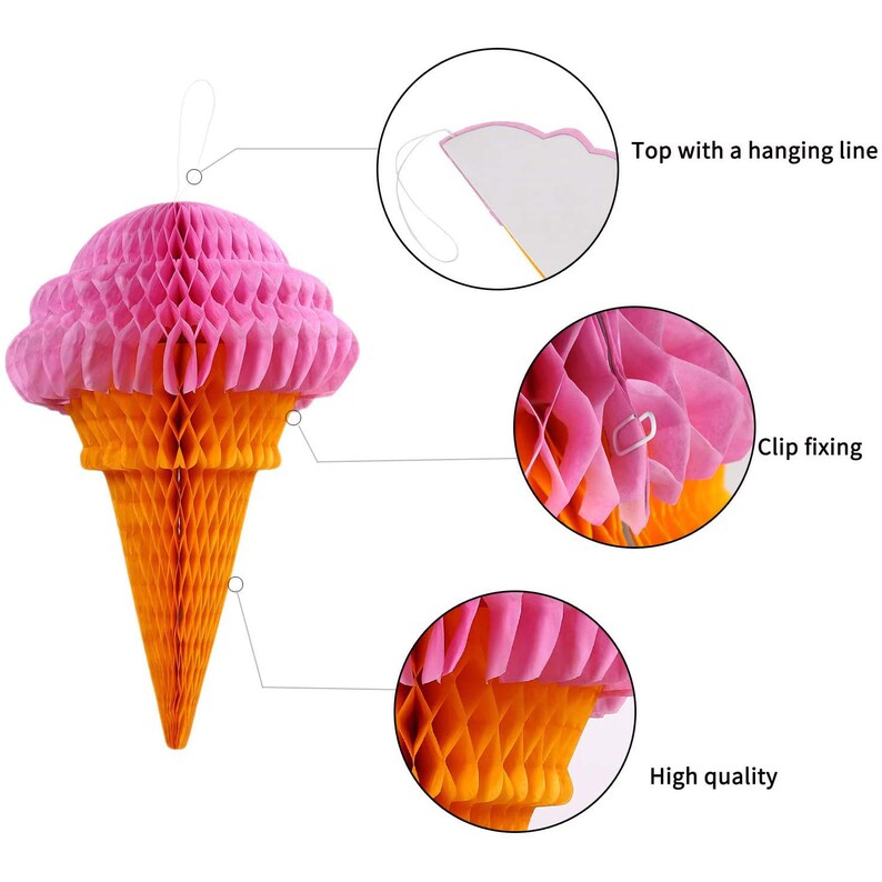 Ice Cream Party Themed Hanging Tissue Paper Ice Cream Cone Etsy