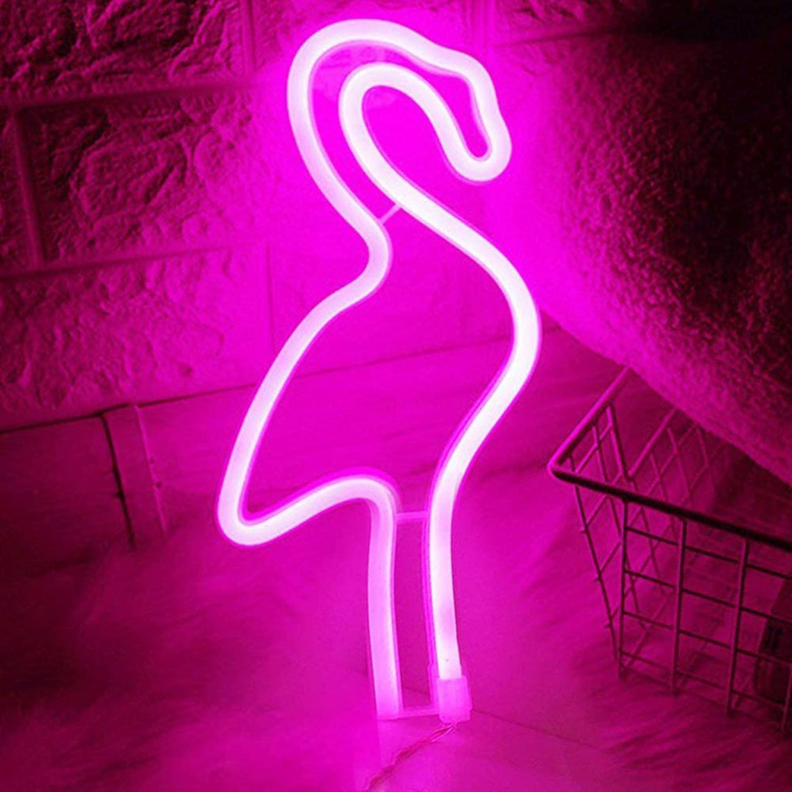 Pink Flamingo LED Neon Sign Fun Wall Decor Light Kids Room Etsy