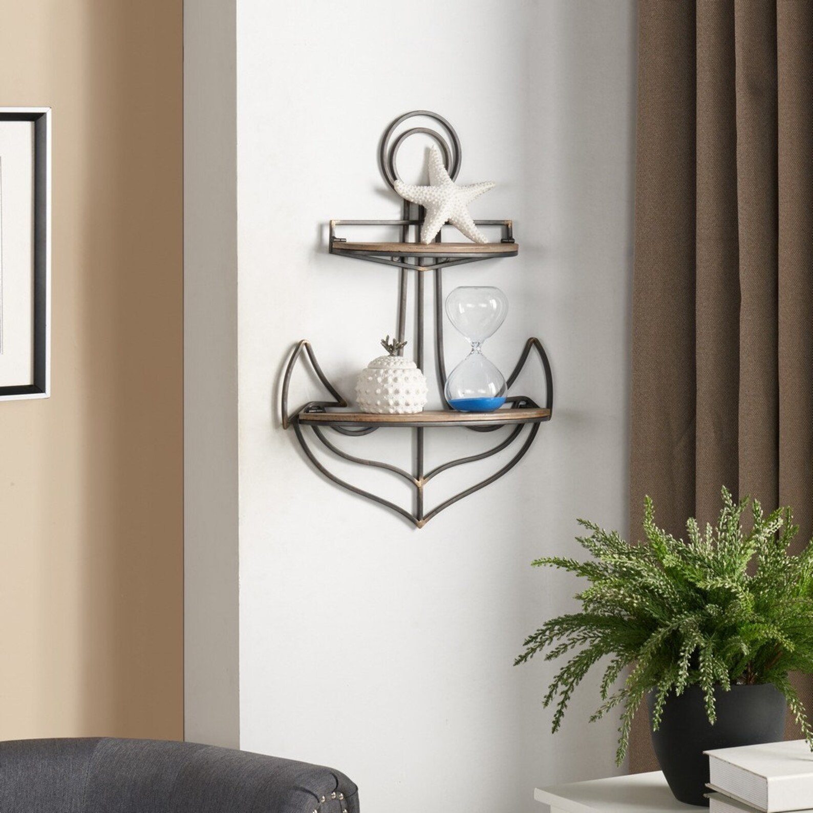 Floating Anchor Wooden Wall Shelf Nautical Rustic Storage Unit Etsy UK