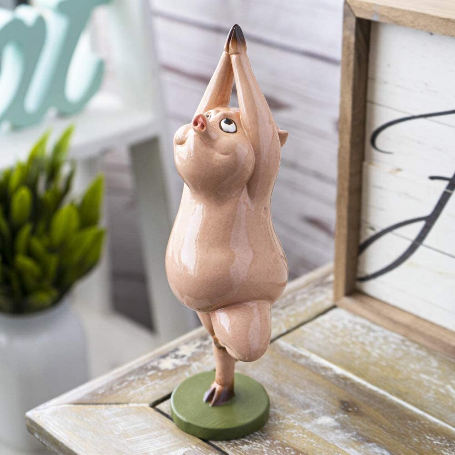 Novelty Tree Pose Yoga Pig Figurine Whimsical Piggy Resin Etsy