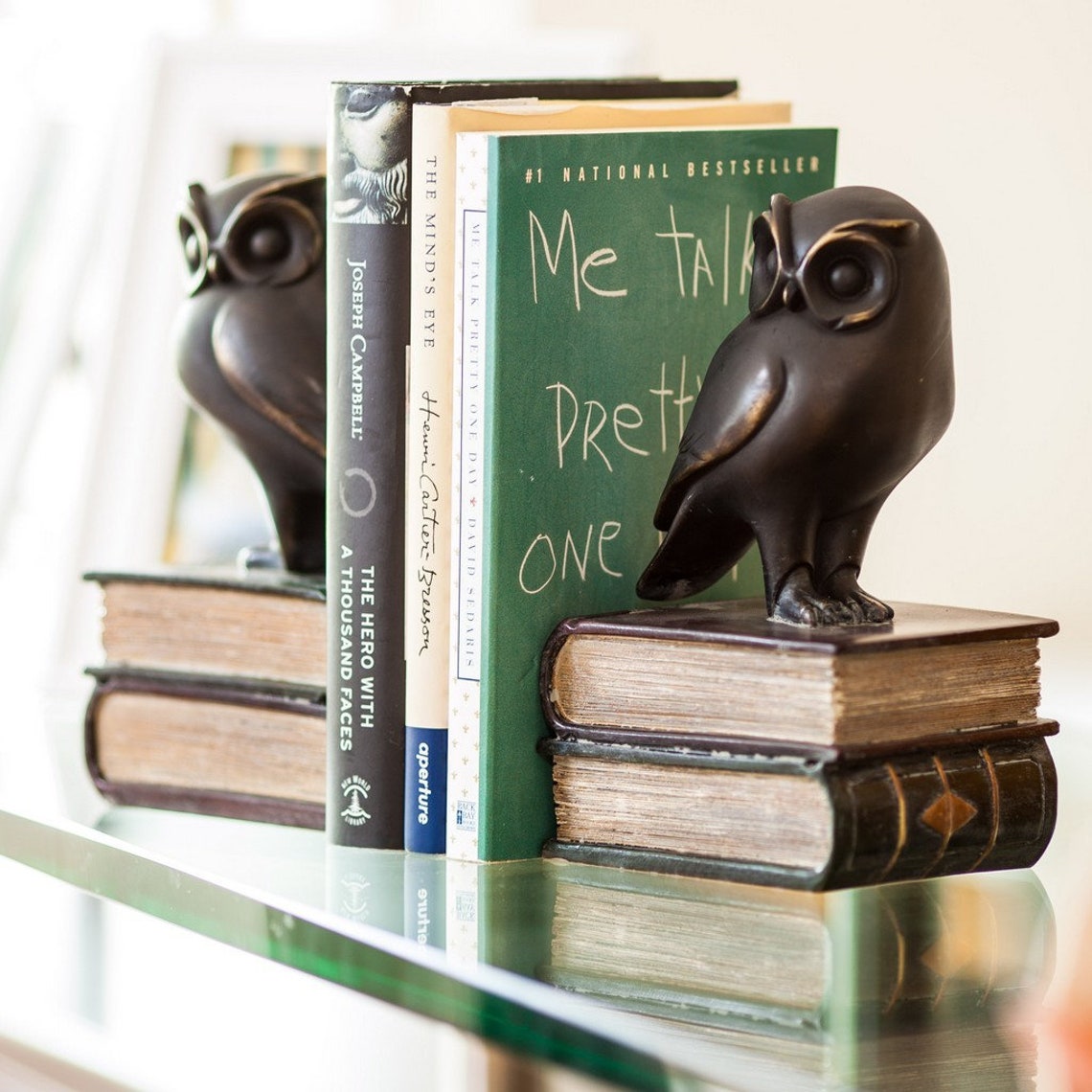 Set 2Birds on Books Resin Bookends Owl Antique Bronze Etsy