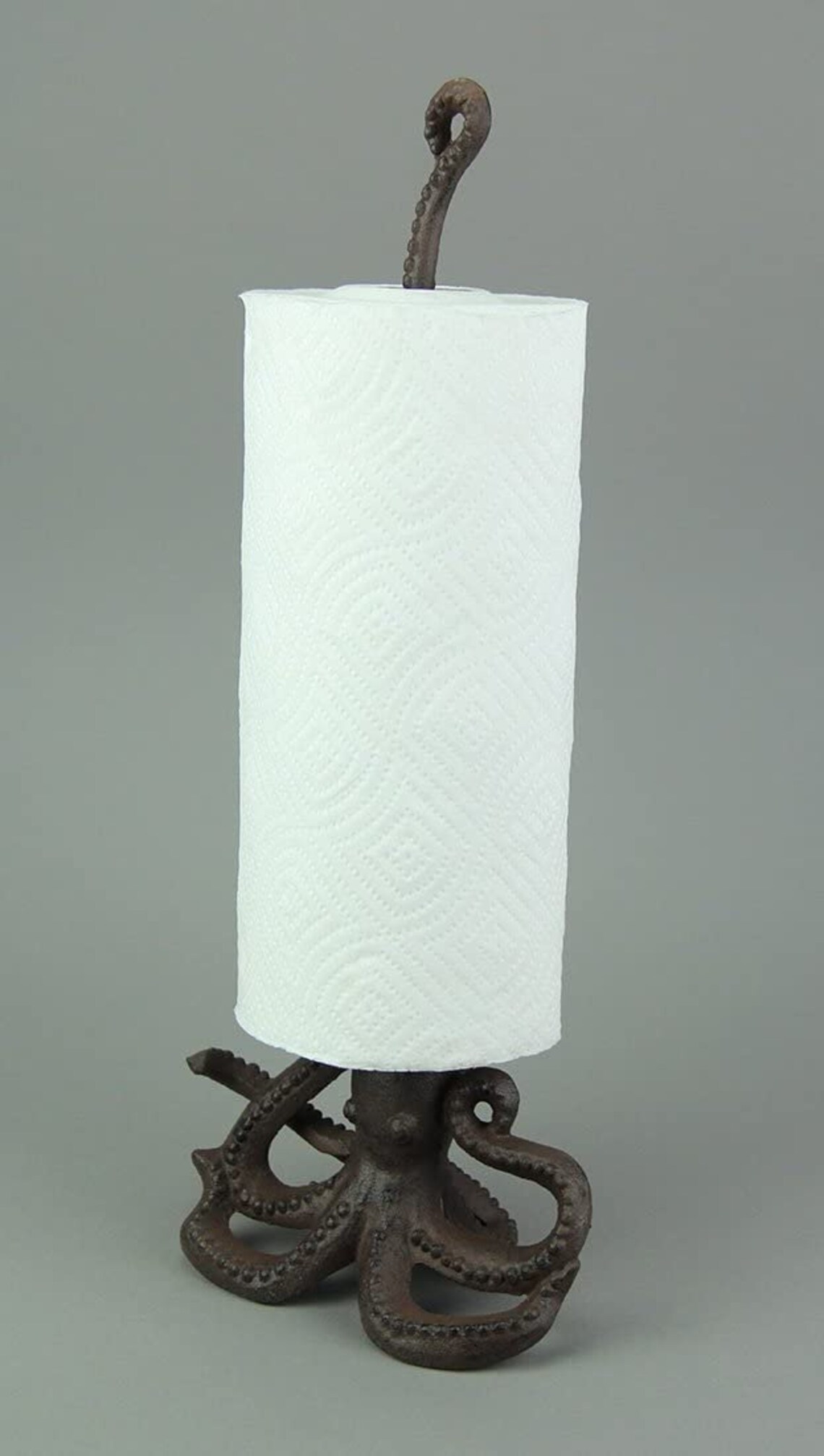 Brown Cast Iron Octopus Paper Towel Holder Seafood Kitchen Etsy