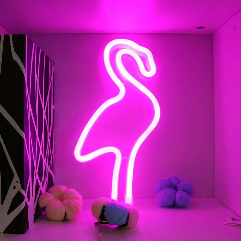 Pink Flamingo LED Neon Sign Fun Wall Decor Light Kids Room
