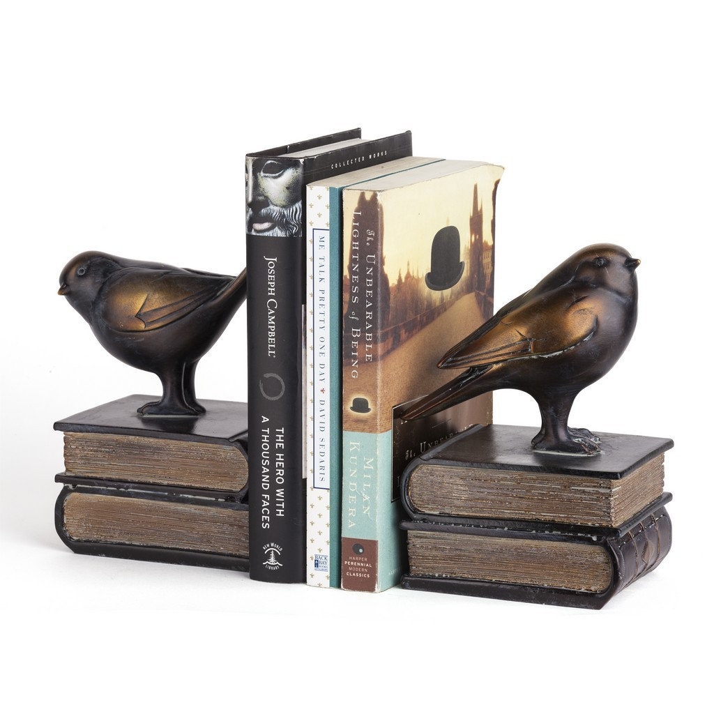 Set 2Birds on Books Resin Bookends Owl Antique Bronze Etsy