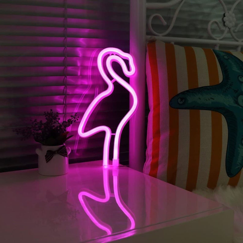 Pink Flamingo LED Neon Sign Fun Wall Decor Light Kids Room