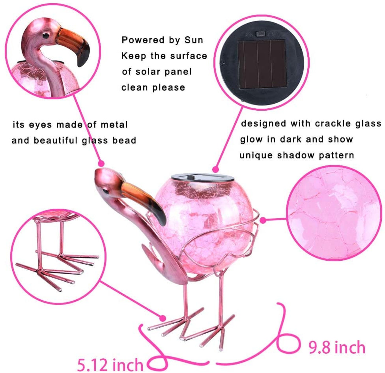 Solar Pink Flamingo Glass Lantern Waterproof Garden Outdoor | Etsy