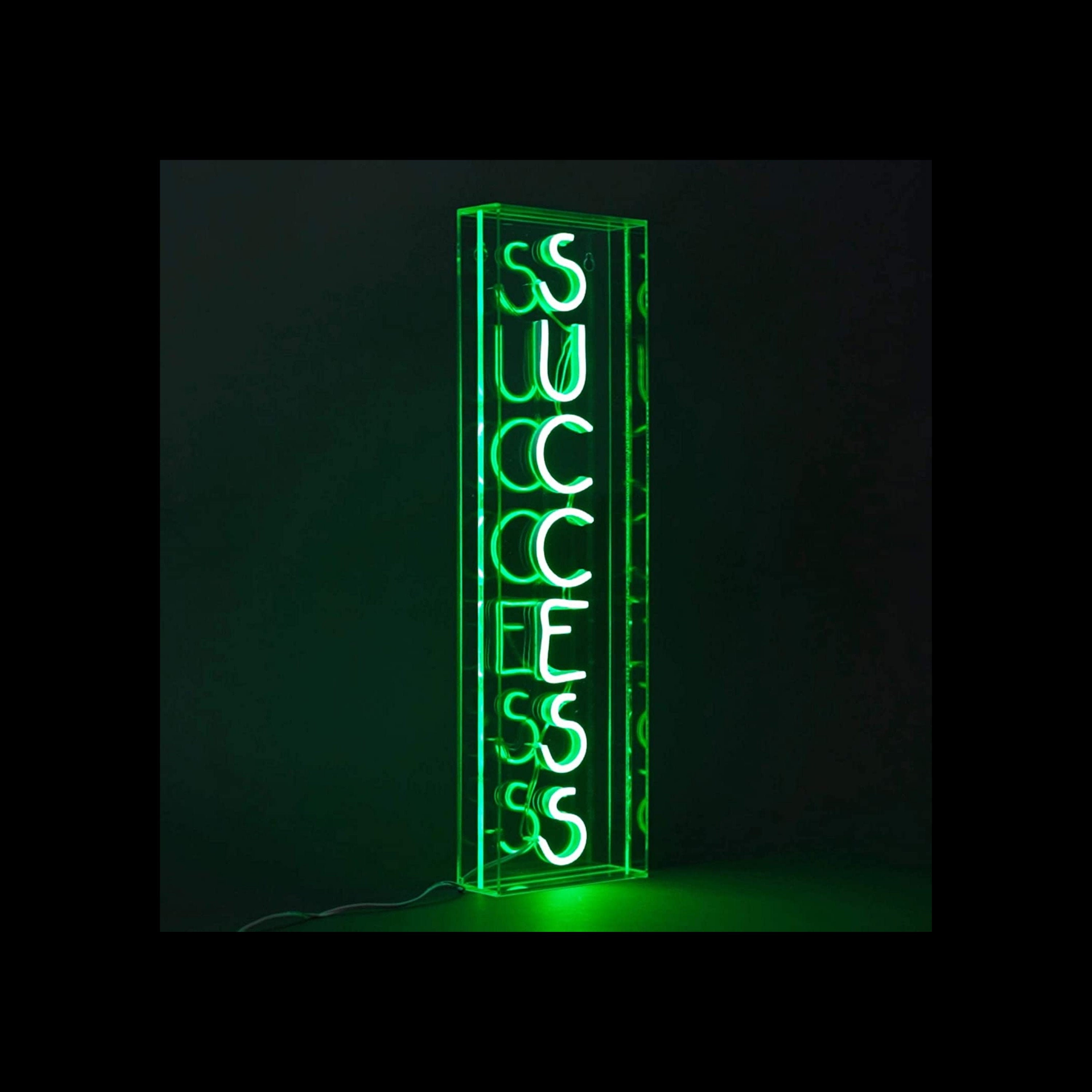 Success Acrylic Neon Wall Sign Bright Green Motivational Etsy
