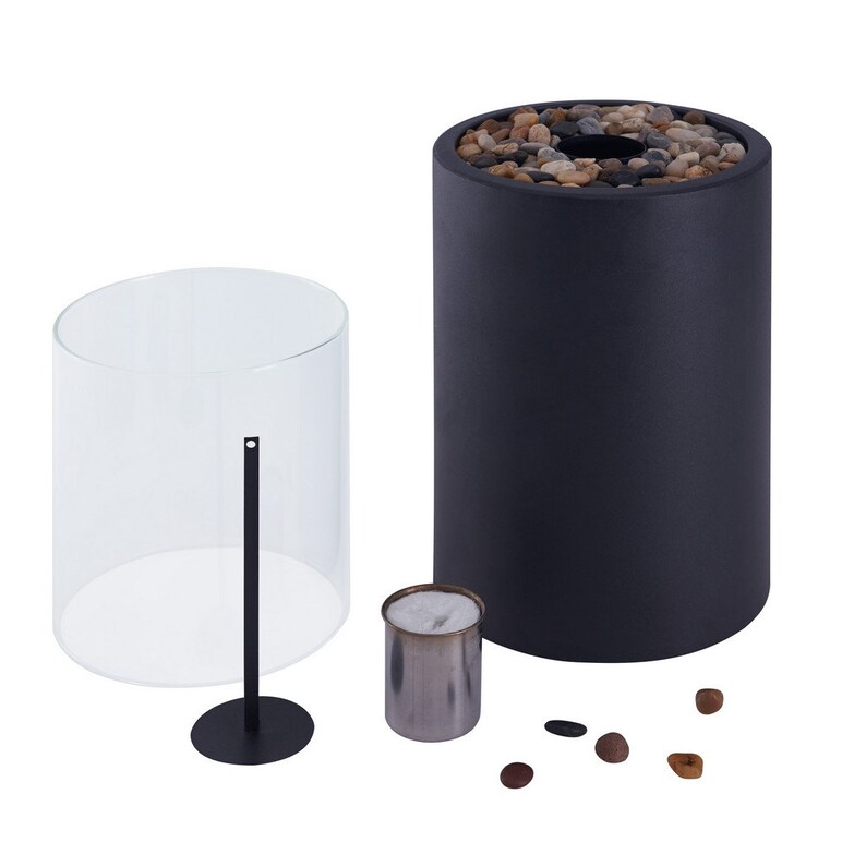 Black Portable Tabletop Fire Pit Large Modern Bio Ethanol Etsy