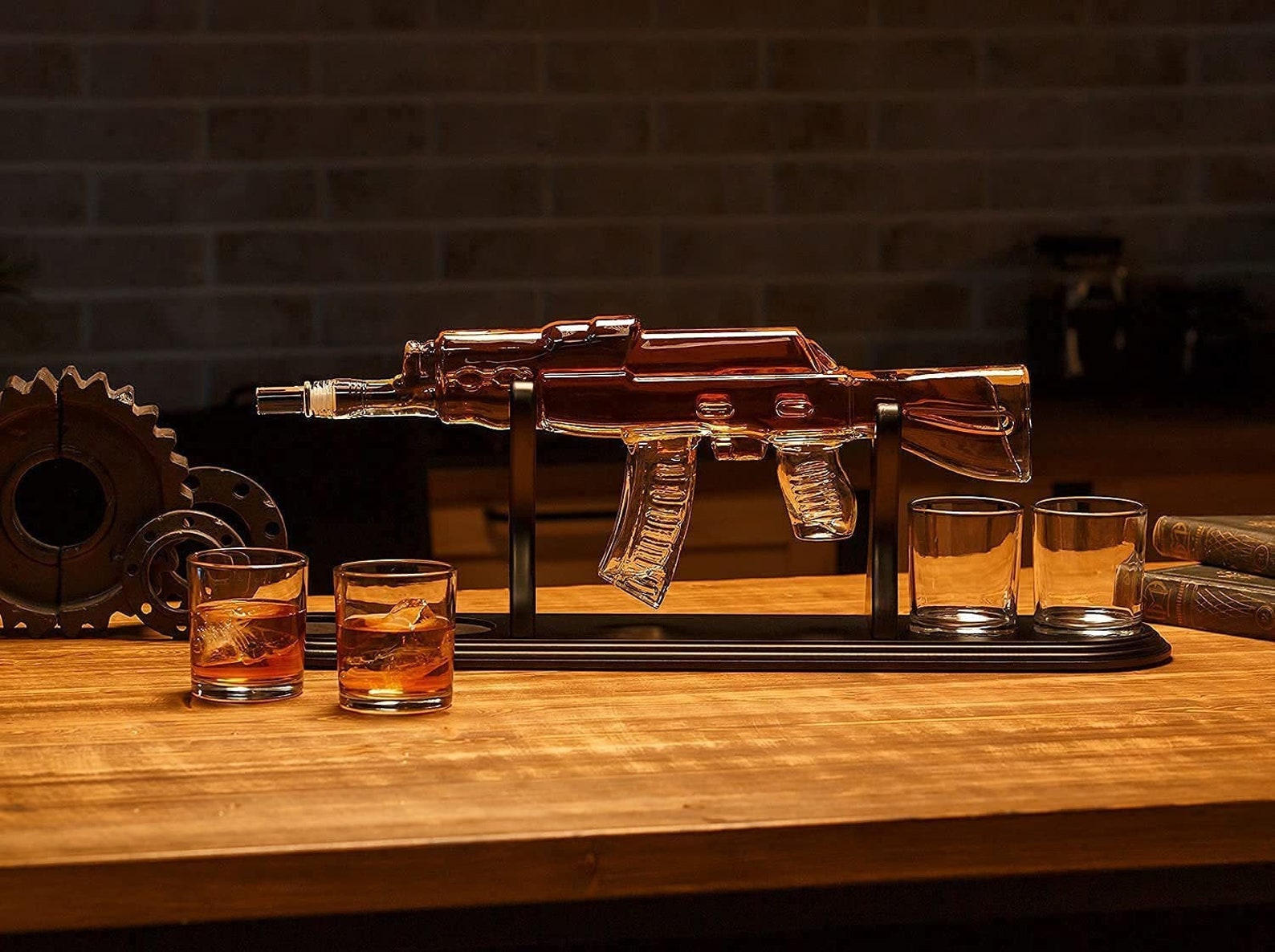 rifle gun whisky decanter