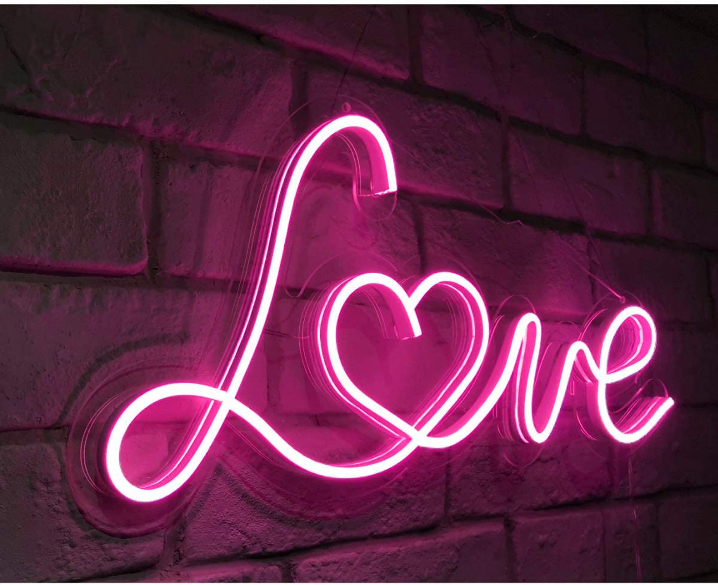 Neon Love Signs Light Led Pink Love Art Room Decor Sign Wall Table Decoration for Valentine’s Day Wedding Party Supplies Girl’s Room Decor Battery or USB Powered