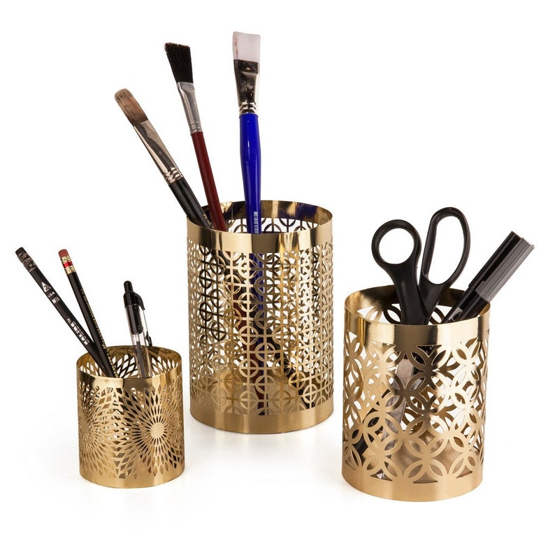 Set 3 Rose Gold Metal Candle Holders Modern Style Etsy