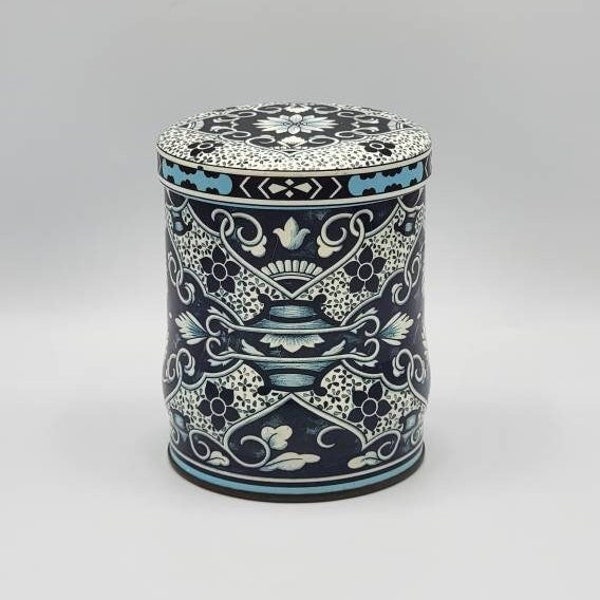 Vintage Blue and White Daher Asiatic Floral Tin, England