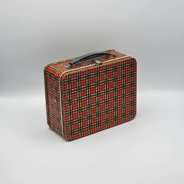 Brown Beige Tartan Plaid Lunch Bag,Durable Insulated Lunch Box