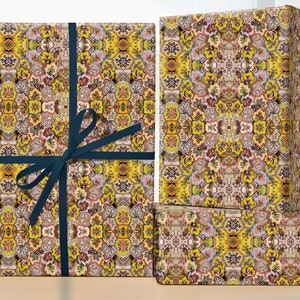 William Morris Sunflowers, Mustard and Golden Yellow Wrapping Paper